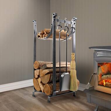 Log stand online fireplace